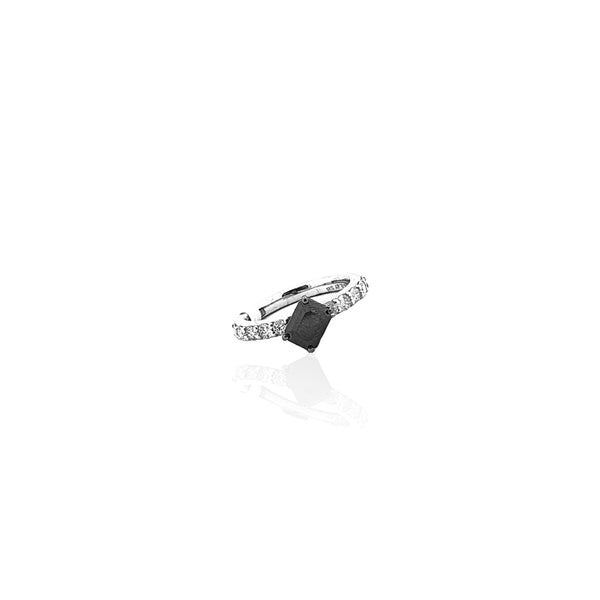 Yin & Yang Ring with Emerald shape Diamond