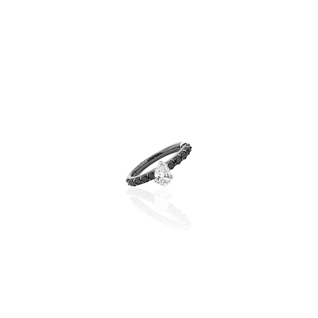 Yin & Yang Ring with Pear shape Solitaire