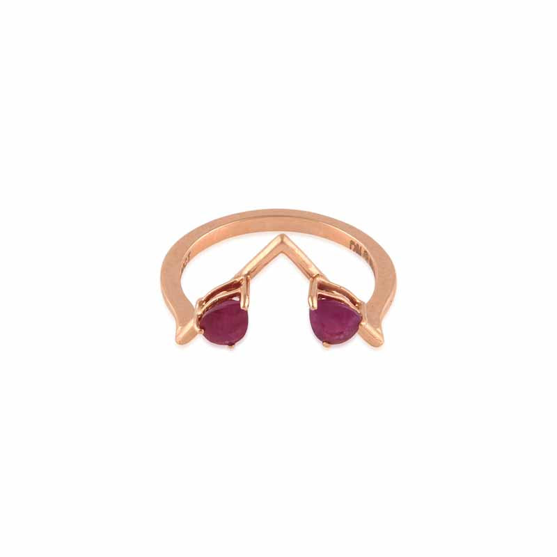 Rise Twin Pear Ruby Ring