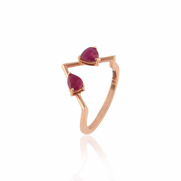 Rise Twin Pear Ruby Ring