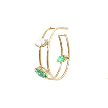 Load image into Gallery viewer, Escape Two Line Marquise And Color Stone Hoops

