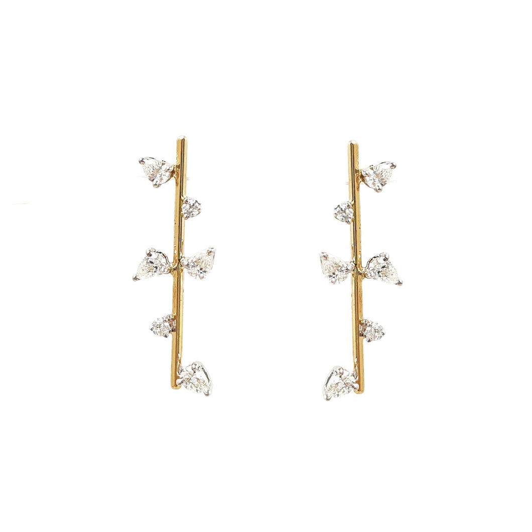 Rise Pear And Round Shape Diamond Earring