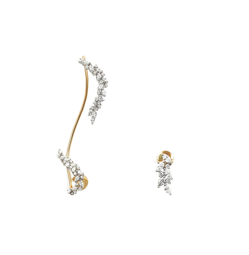 Bloom Endure Vine Earcuff in Marquise Diamonds and Yellow Gold