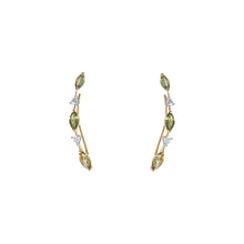 Load image into Gallery viewer, Bloom Grapevine Ear Sliders in green sapphires and trillion diamonds
