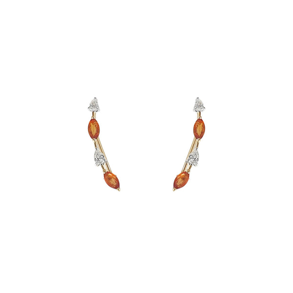 Bloom Grapevine Ear Sliders in orange sapphires and trillion diamonds