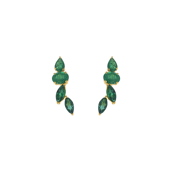 Bloom Reform Ear Sliders in Zambian emeralds and yellow gold