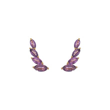 Load image into Gallery viewer, Bloom Grapevine Ear Sliders in purple sapphires and yellow gold
