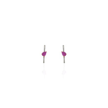 Load image into Gallery viewer, Carved Bloom Ear Huggies in leafy pink sapphire

