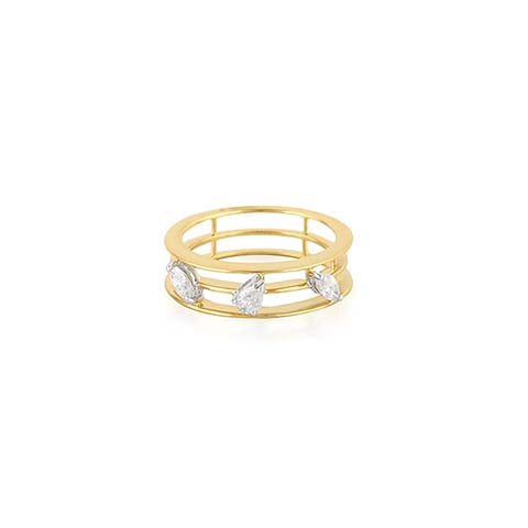 Rewind Triple Cord Pear Marquise Ring