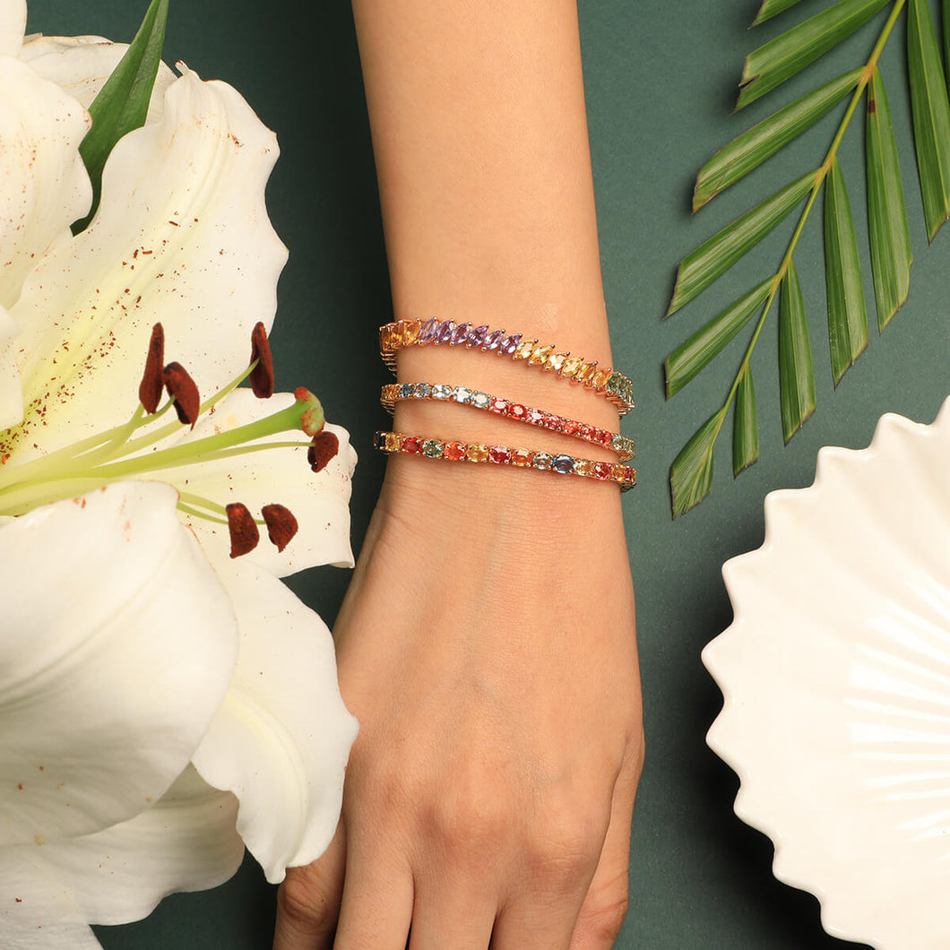Bloom Grapevine Tennis Bracelet in alternating coloured Sapphires