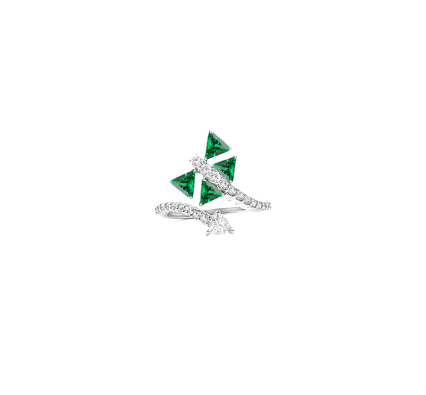 Bloom Dragonfly Ring In Green Emerald Wings And A Trillion Tail