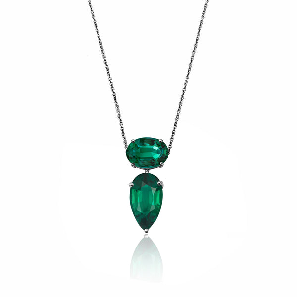 Bloom Reform Emerald Pendant in Black Rhodium