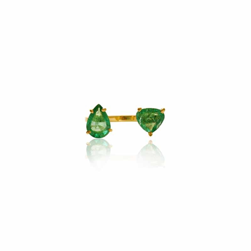 Rise Twin Pear Emerald Ring