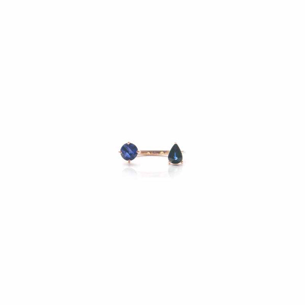 Rise Pear Round Blue Sapphire Ring